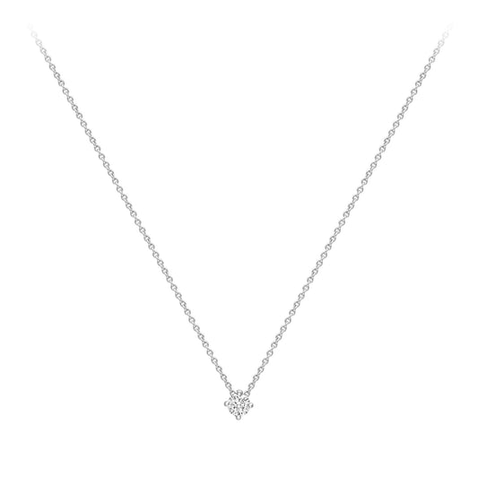 18ct White Gold  Diamond 4 Claw Solitaire Slider Necklace 3mm 18" - CWNR02188-18