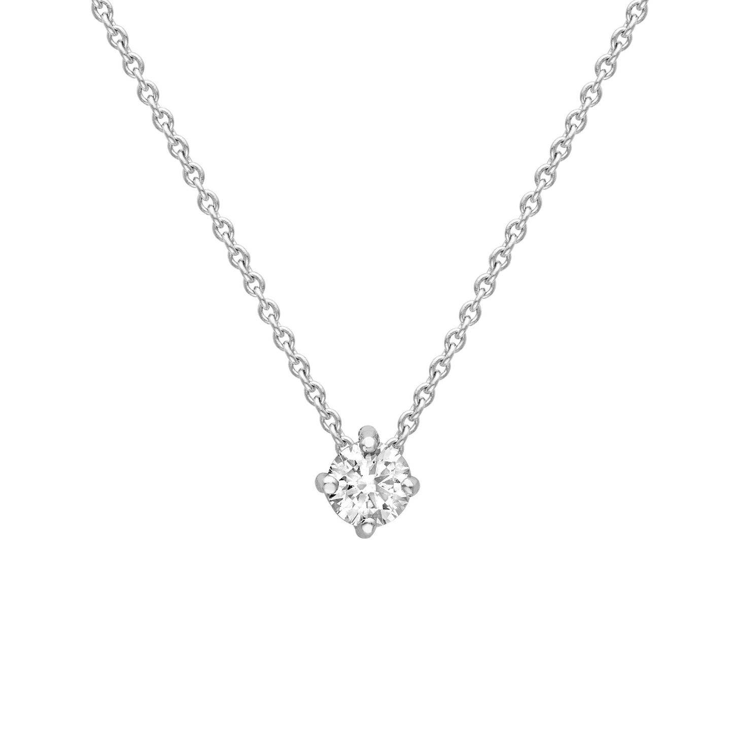 18ct White Gold  Diamond 4Claw Solitaire Slider Necklace 3.5mm 18" - CWNR02189-18