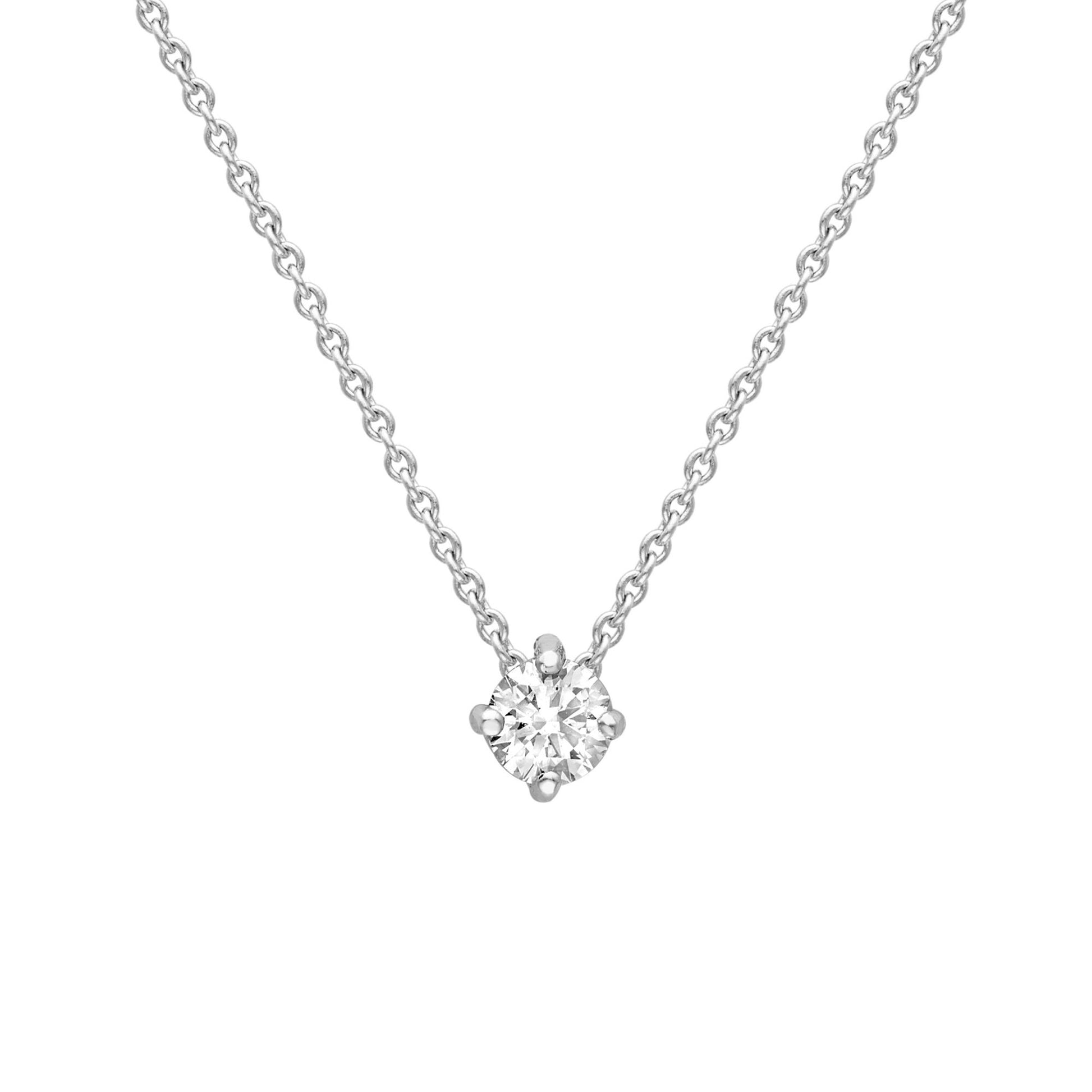 18ct White Gold  Diamond 4Claw Solitaire Slider Necklace 3.5mm 18" - CWNR02189-18