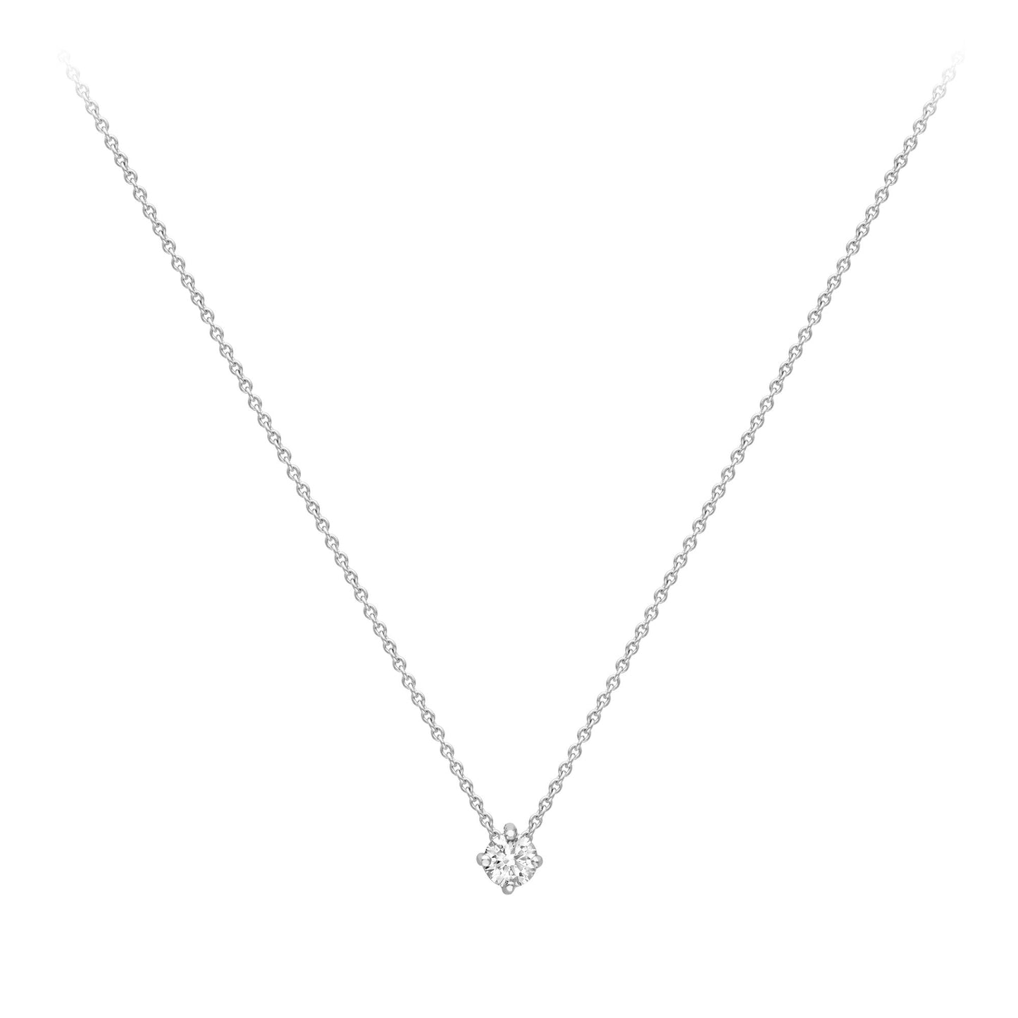 18ct White Gold  Diamond 4Claw Solitaire Slider Necklace 3.5mm 18" - CWNR02189-18