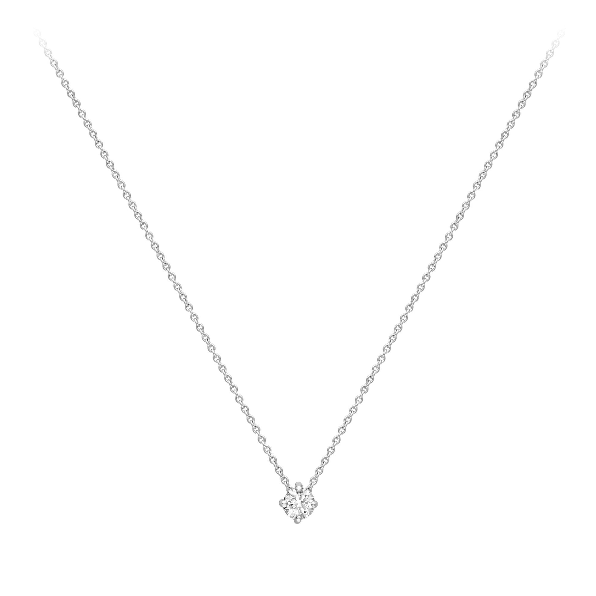 18ct White Gold  Diamond 4Claw Solitaire Slider Necklace 3.5mm 18" - CWNR02189-18