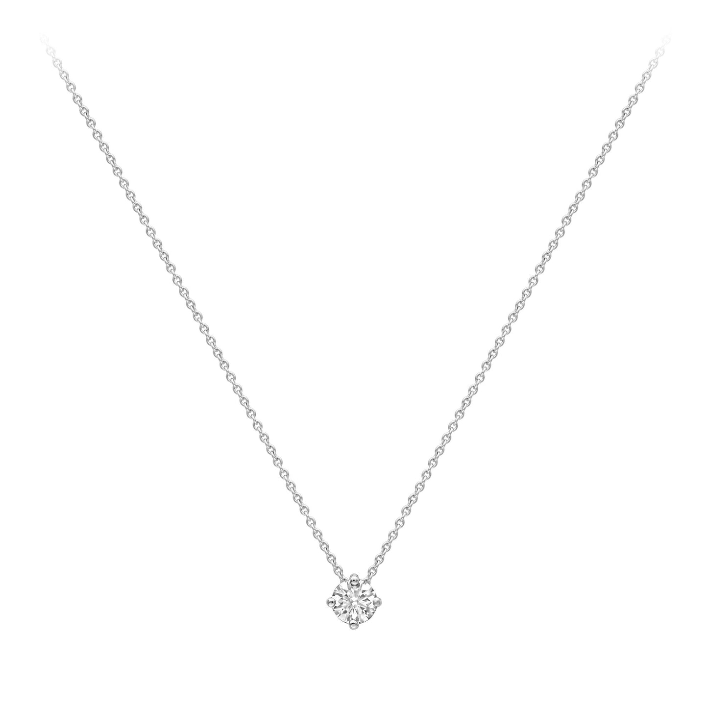 18ct White Gold  Diamond 4 Claw Solitaire Slider Necklace 4mm 18" - CWNR02190-18