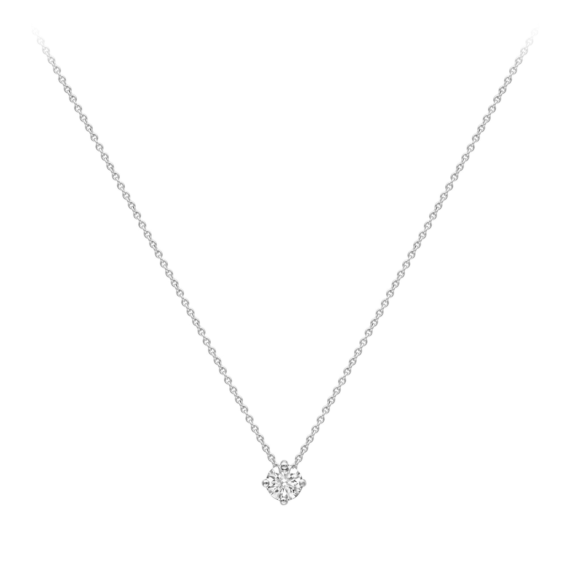 18ct White Gold  Diamond 4 Claw Solitaire Slider Necklace 4mm 18" - CWNR02190-18