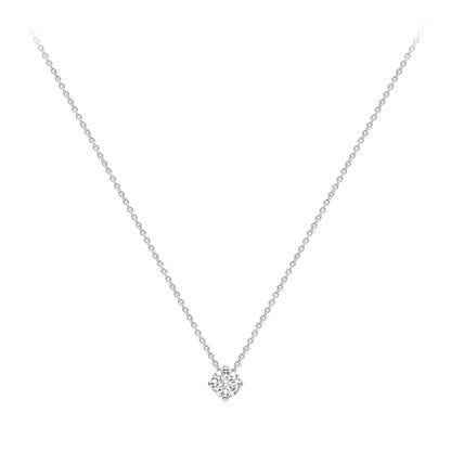 18ct White Gold  Diamond 4 Claw Solitaire Slider Necklace 4mm 18" - CWNR02190-18