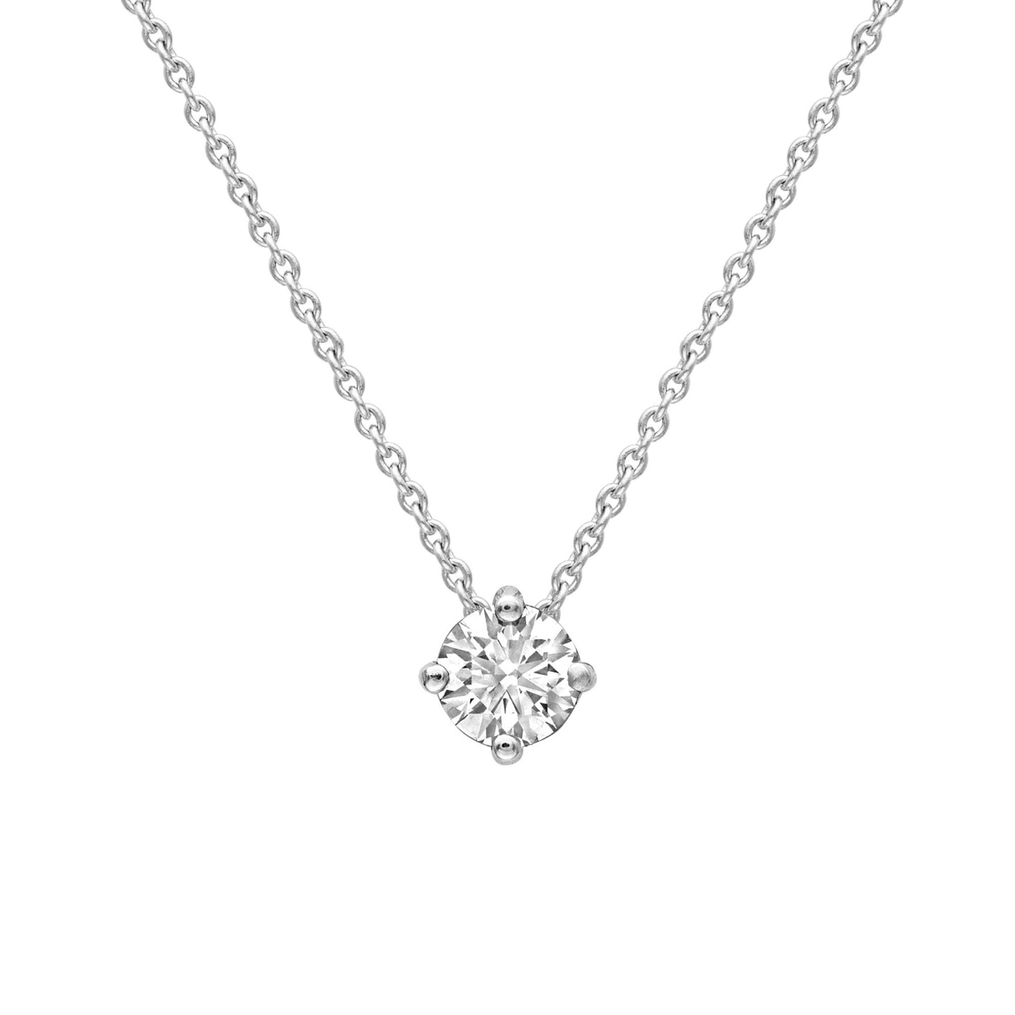 18ct White Gold  Diamond 4 Claw Solitaire Slider Necklace 4mm 18" - CWNR02190-18