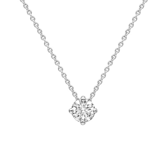 18ct White Gold  Diamond 4 Claw Solitaire Slider Necklace 4mm 18" - CWNR02190-18