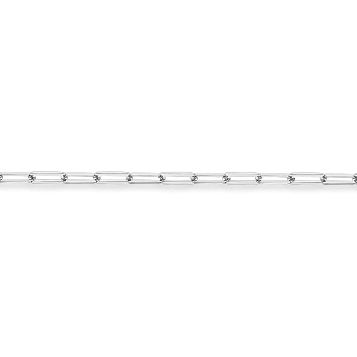 18ct White Gold  Flat Oval Paperclip Chain Bracelet 3mm 7.25"/19cm - CWNR02215-07