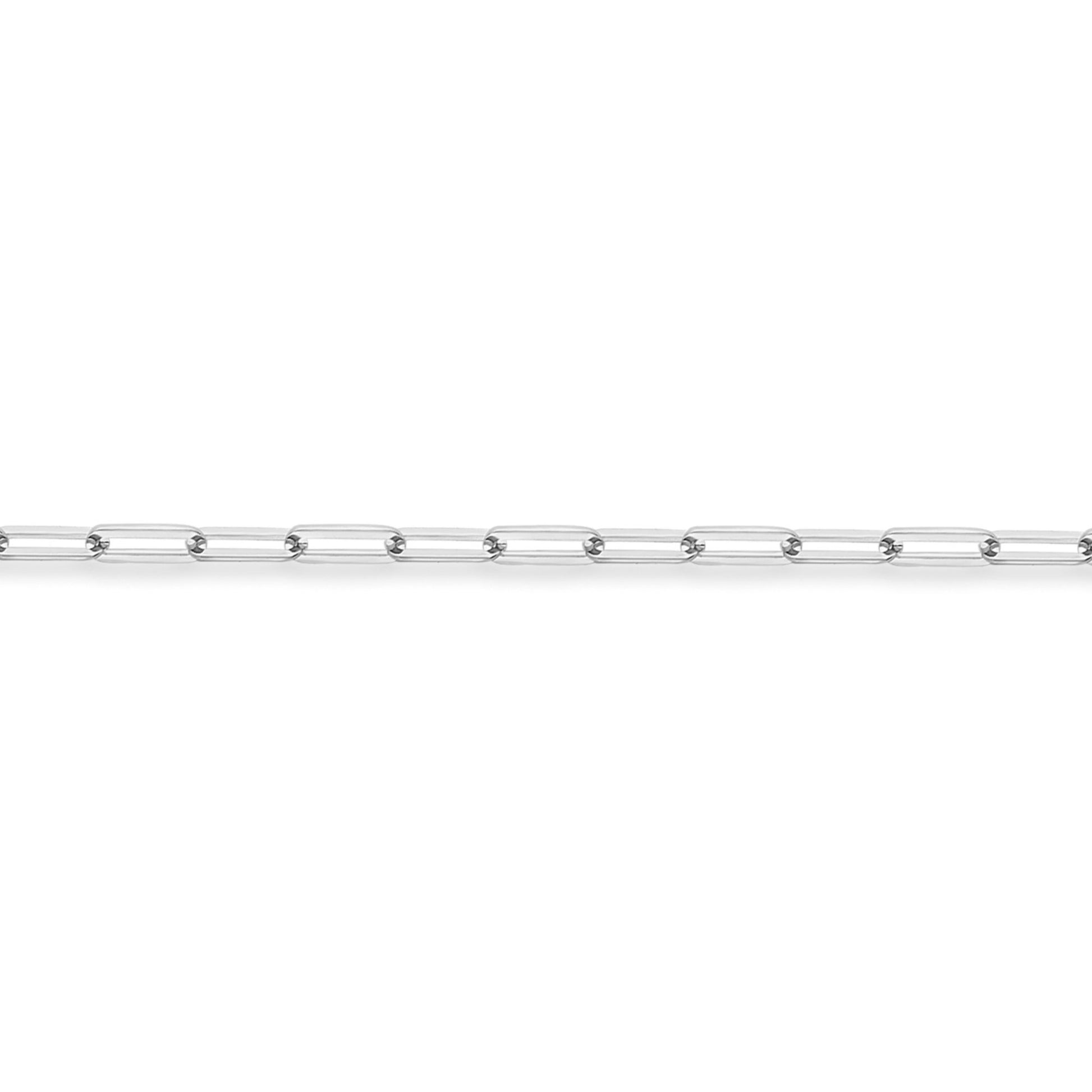 18ct White Gold  Flat Oval Paperclip Chain Bracelet 3mm 7.25"/19cm - CWNR02215-07