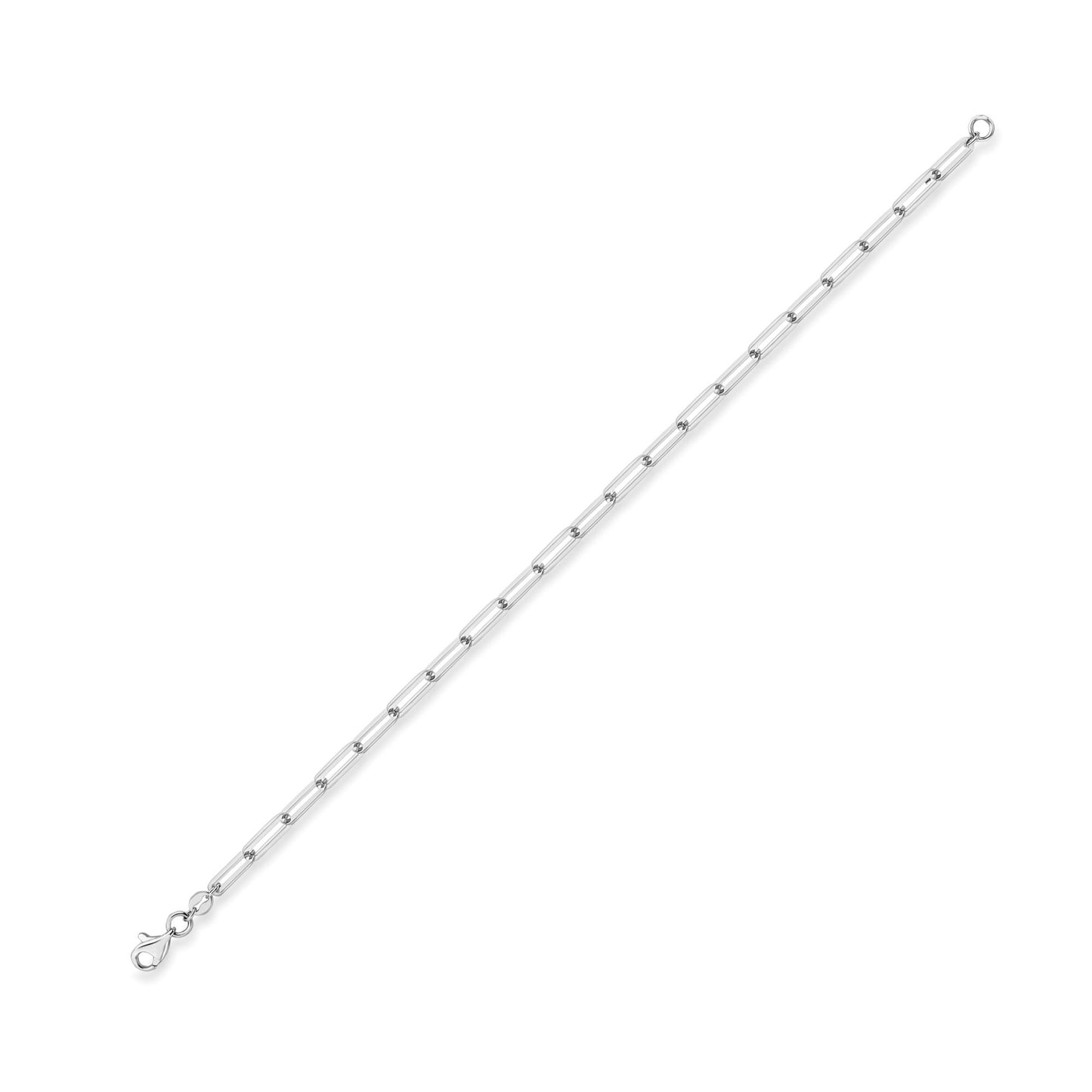18ct White Gold  Flat Oval Paperclip Chain Bracelet 3mm 7.25"/19cm - CWNR02215-07