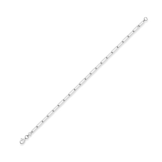 18ct White Gold  Flat Oval Paperclip Chain Bracelet 3mm 7.25"/19cm - CWNR02215-07