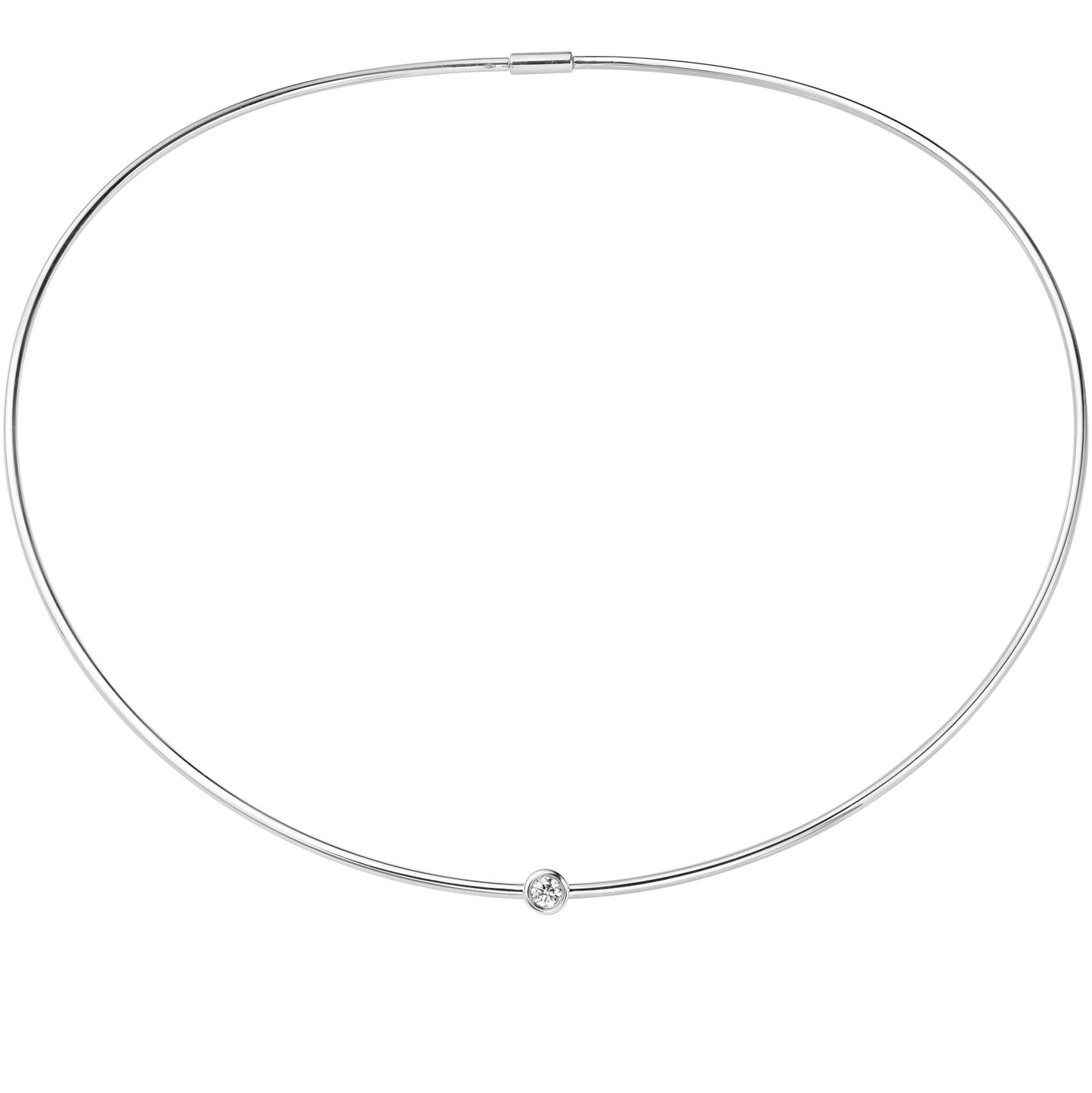 18ct White Gold  Diamond Bubble Solitaire Necklace 5mm 15" - CWNR02241