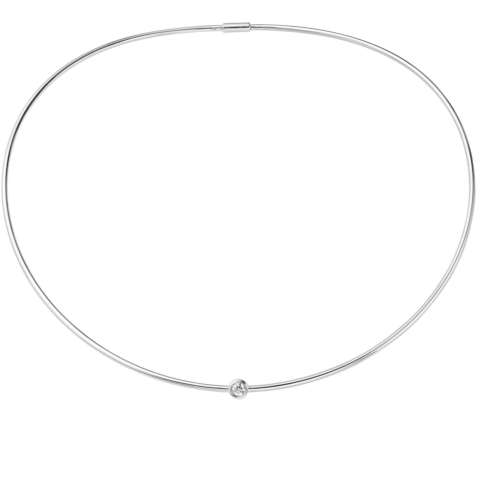 18ct White Gold  Diamond Bubble Solitaire Necklace 5mm 15" - CWNR02241