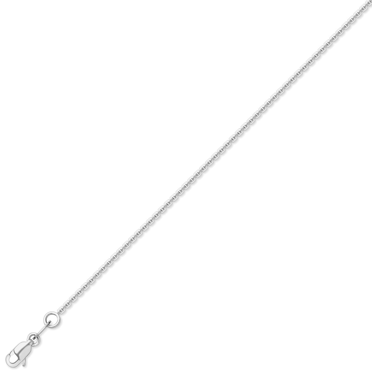 18ct White Gold  Square Trace Link Pendant Chain Necklace 1.2mm - CWNR02755