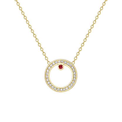 18ct Gold  18K Diamond with Ruby Centre Large Round Necklace - CXNR0200063-18