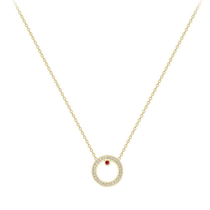 18ct Gold  18K Diamond with Ruby Centre Large Round Necklace - CXNR0200063-18