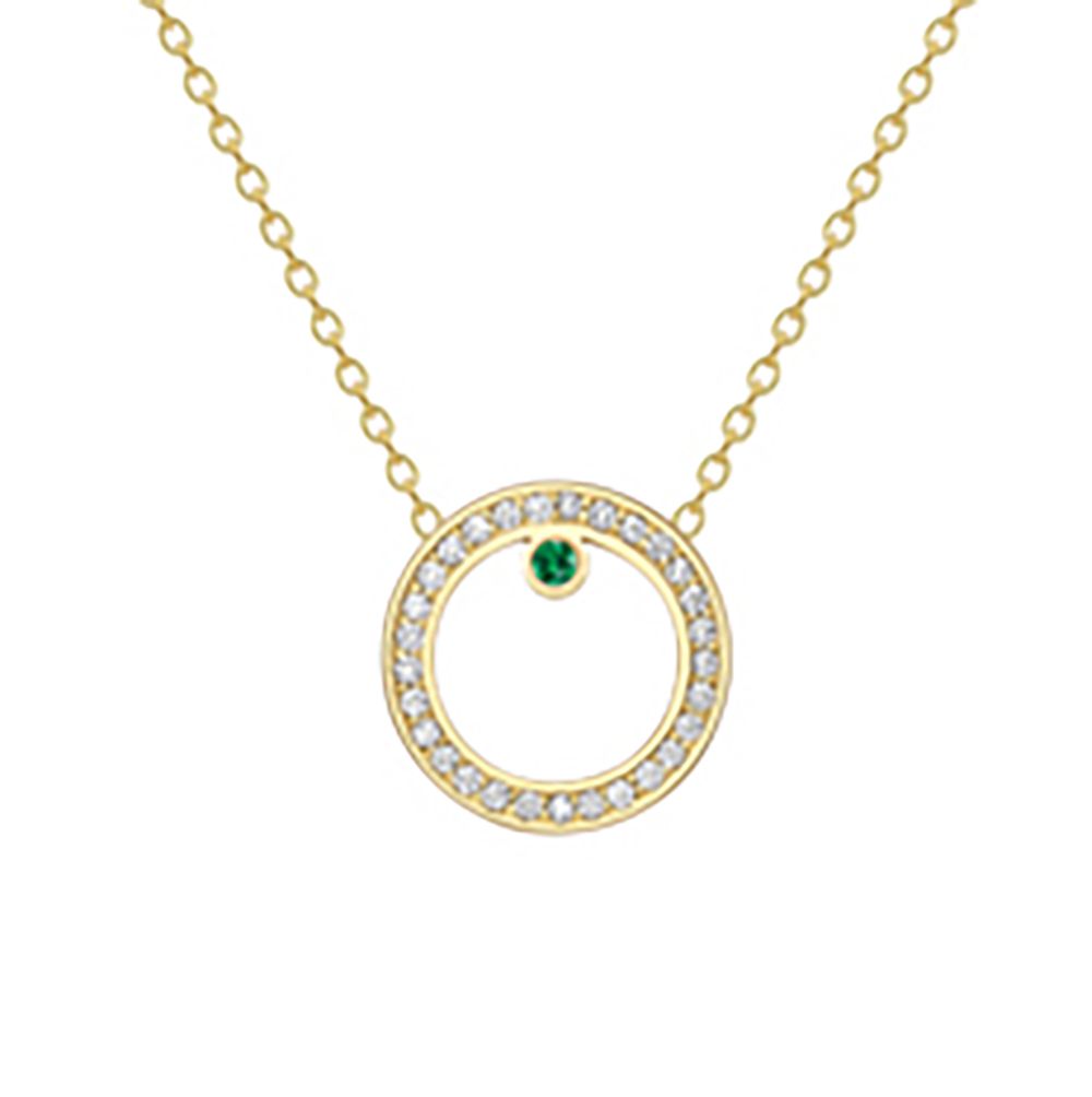18ct Gold  18K Diamond with Tsavorite Centre Large Round Necklace - CXNR0200073-18