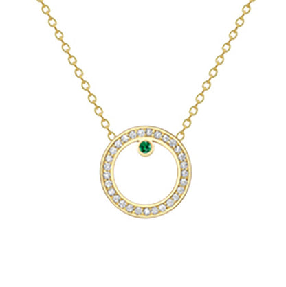 18ct Gold  18K Diamond with Tsavorite Centre Large Round Necklace - CXNR0200073-18