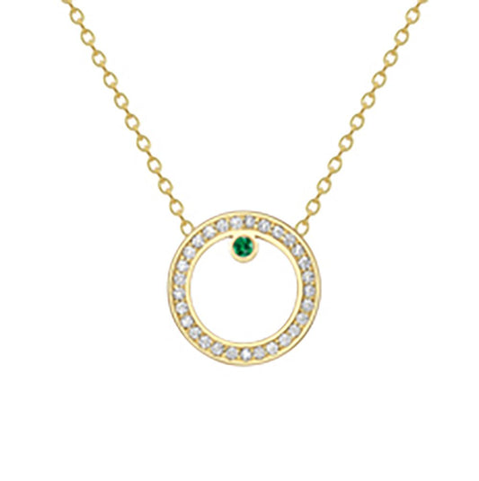 18ct Gold  18K Diamond with Tsavorite Centre Large Round Necklace - CXNR0200073-18