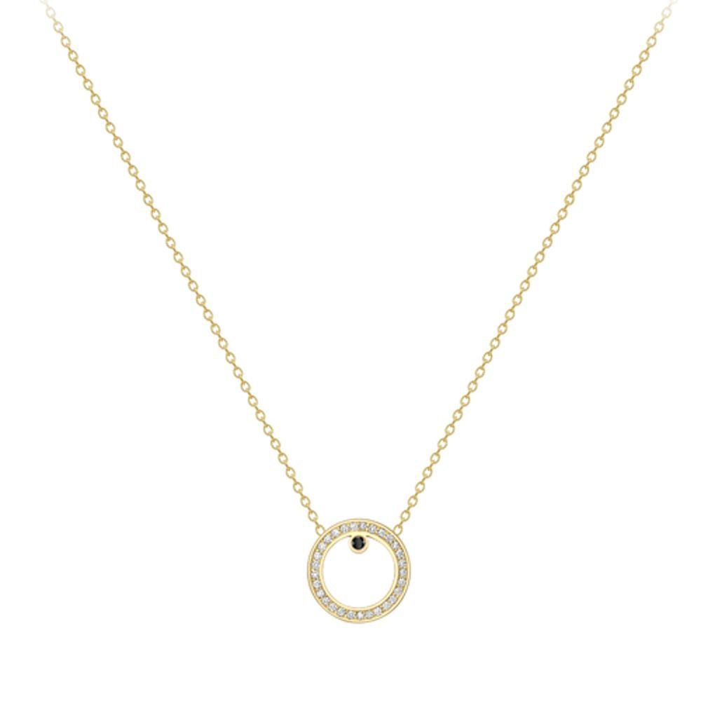 18ct Gold  18K Diamond with Black Sapphire Centre Large Round Necklace - CXNR0200133-18