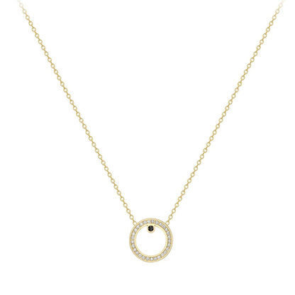 18ct Gold  18K Diamond with Black Sapphire Centre Large Round Necklace - CXNR0200133-18
