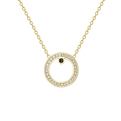 18ct Gold  18K Diamond with Black Sapphire Centre Large Round Necklace - CXNR0200133-18