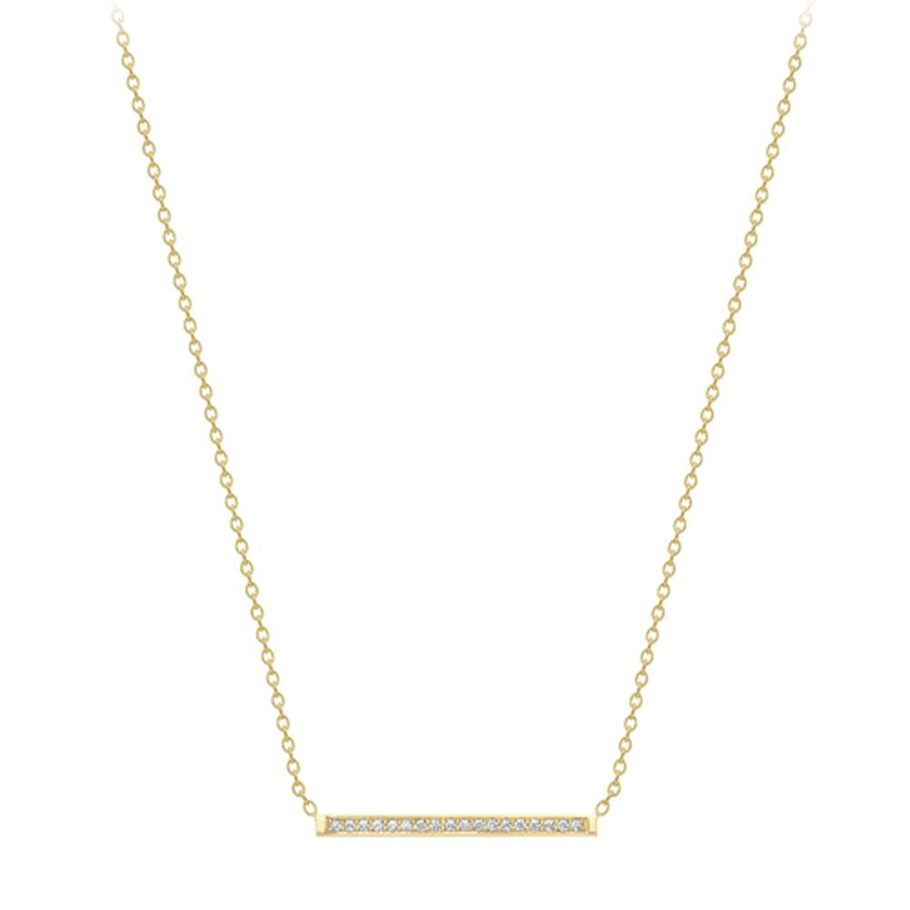 18ct Gold  18K Diamond Barrel Bar Necklace - CXNR0200153-18