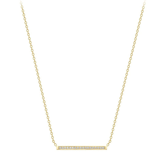 18ct Gold  18K Diamond Barrel Bar Necklace - CXNR0200153-18