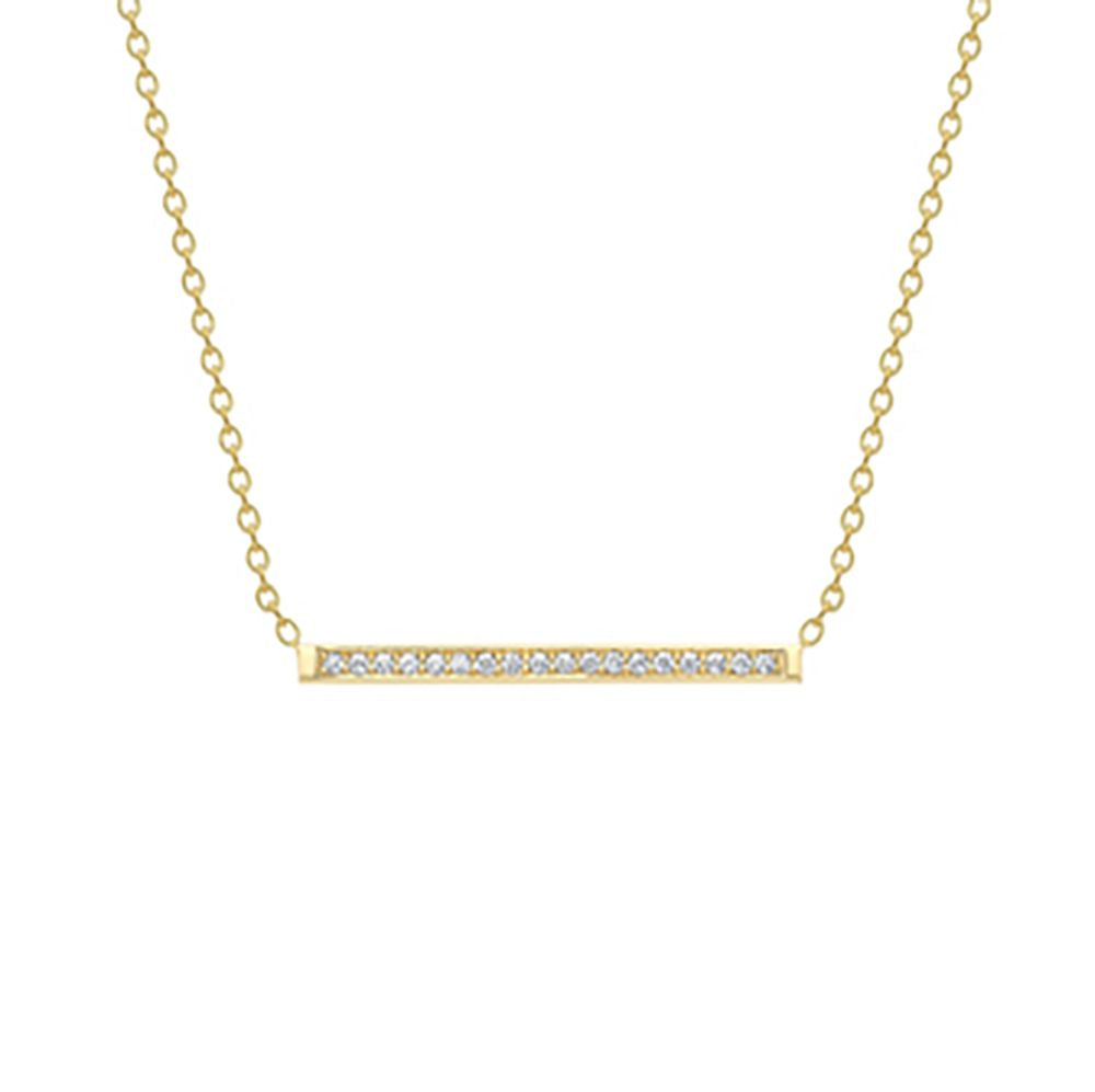18ct Gold  18K Diamond Barrel Bar Necklace - CXNR0200153-18