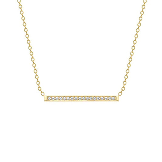 18ct Gold  18K Diamond Barrel Bar Necklace - CXNR0200153-18