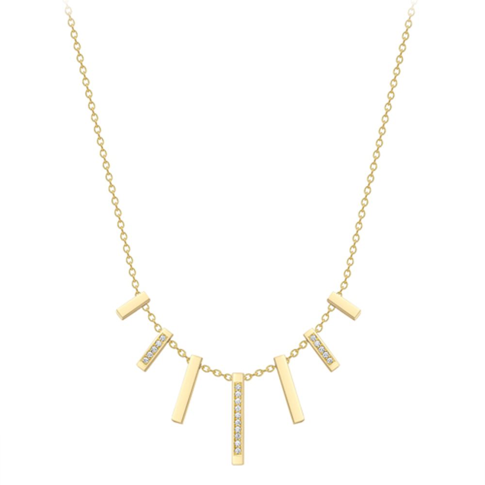 18ct Gold  18K Diamond Barrel Cascade Necklace - CXNR0200163-18