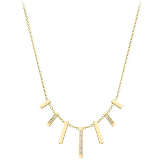 18ct Gold  18K Diamond Barrel Cascade Necklace - CXNR0200163-18