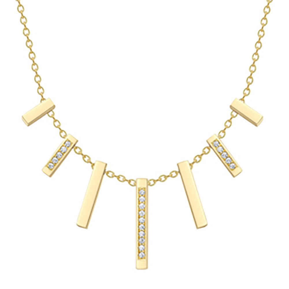 18ct Gold  18K Diamond Barrel Cascade Necklace - CXNR0200163-18