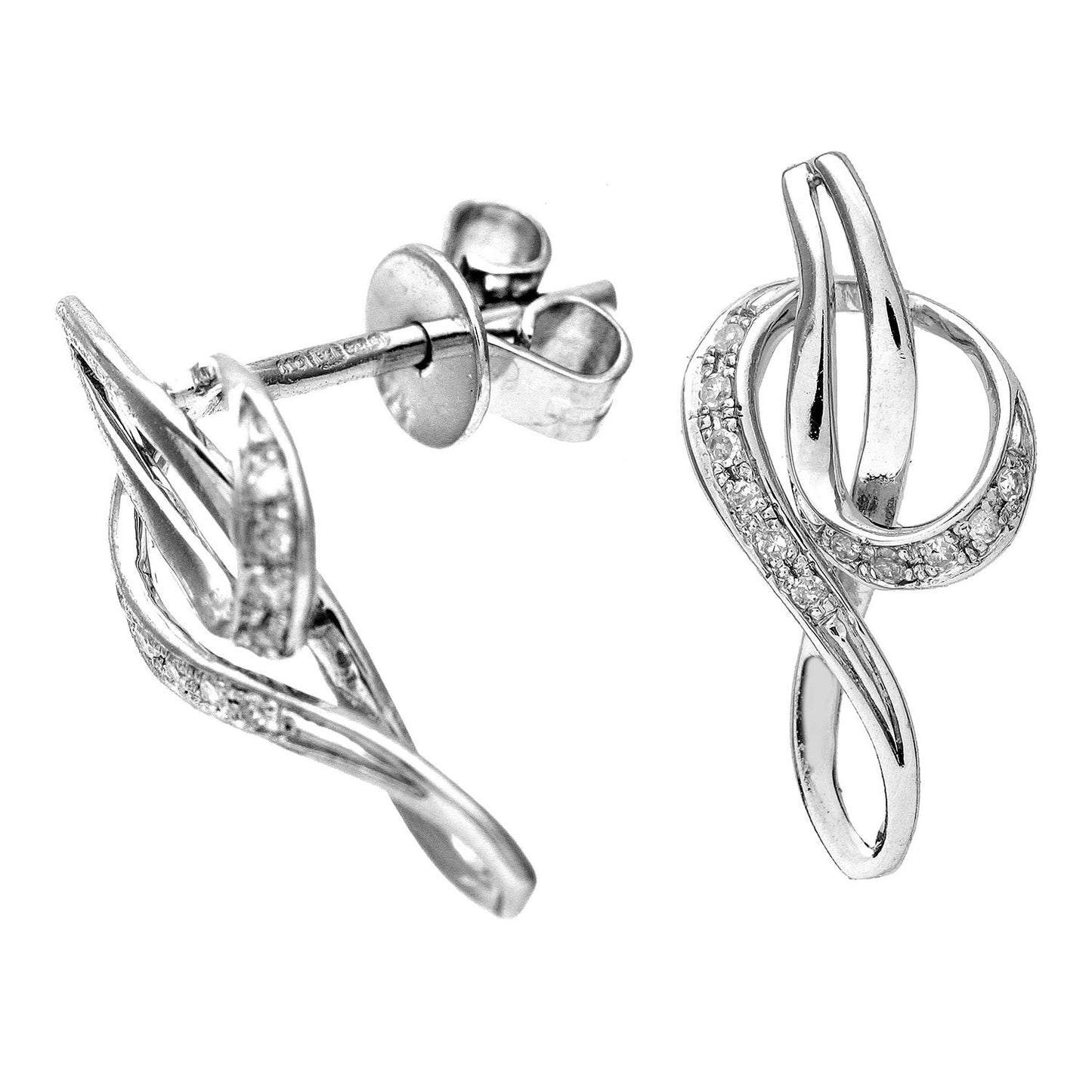 9ct White Gold  Diamond G Treble Clef Music Note Drop Earrings - DE1AXL125W