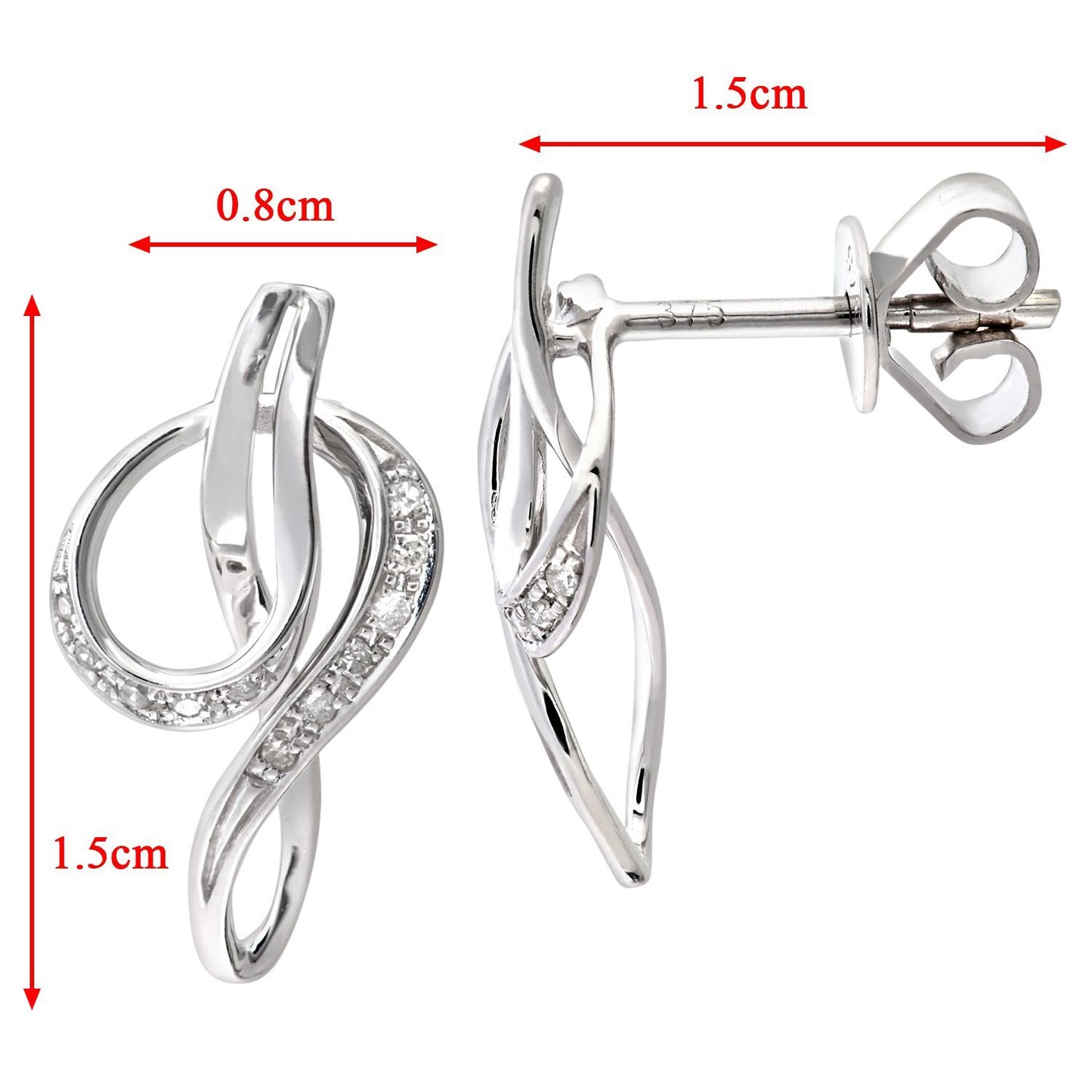 9ct White Gold  Diamond G Treble Clef Music Note Drop Earrings - DE1AXL125W