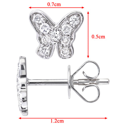 9ct White Gold  Round 15pts Diamond Butterfly Stud Earrings - DE1AXL128W