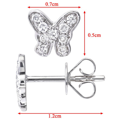 9ct White Gold  Round 15pts Diamond Butterfly Stud Earrings - DE1AXL128W