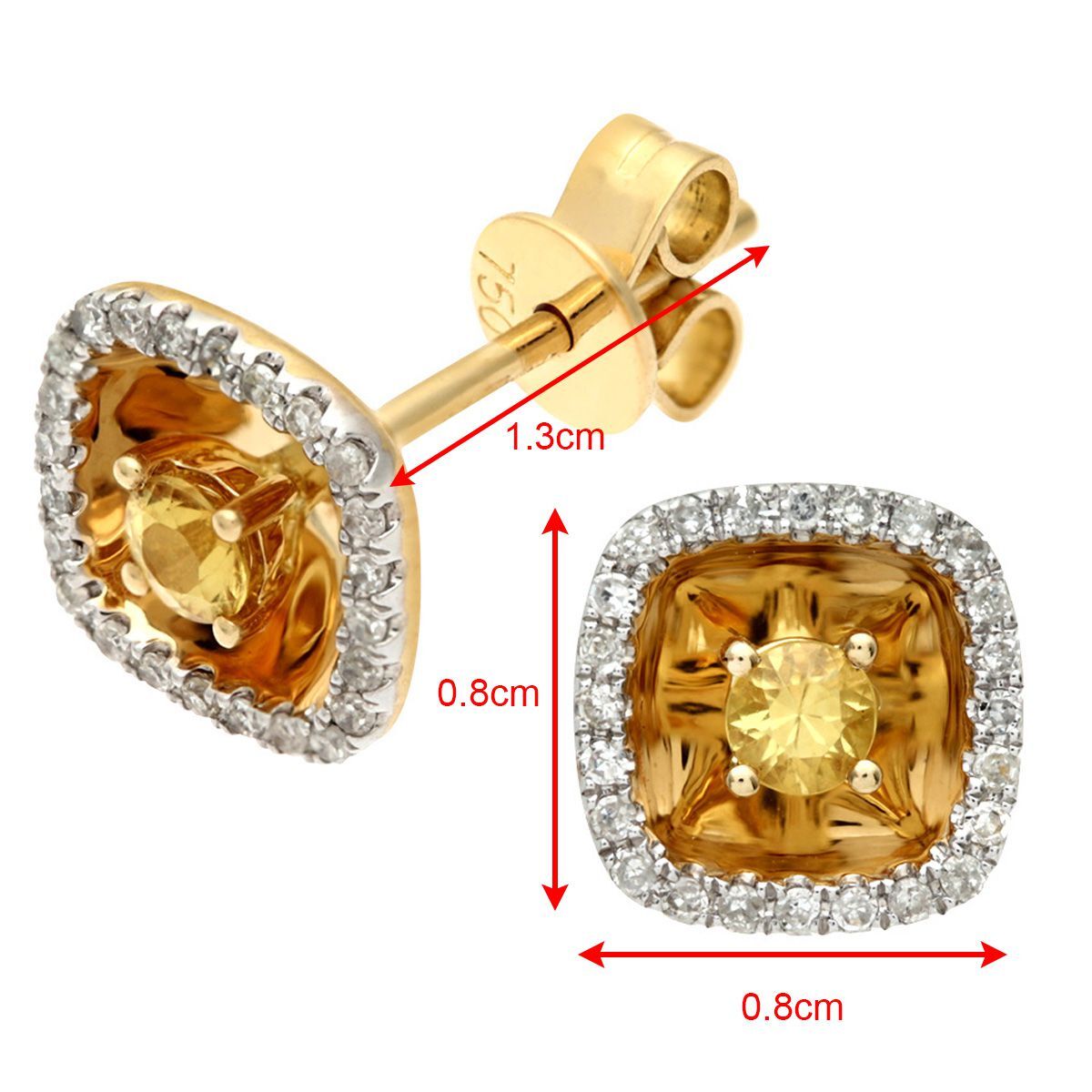 18ct Gold  10pts Diamond 0.27ct Sapphire Halo Stud Earrings - DE1AXL403YS-18KY