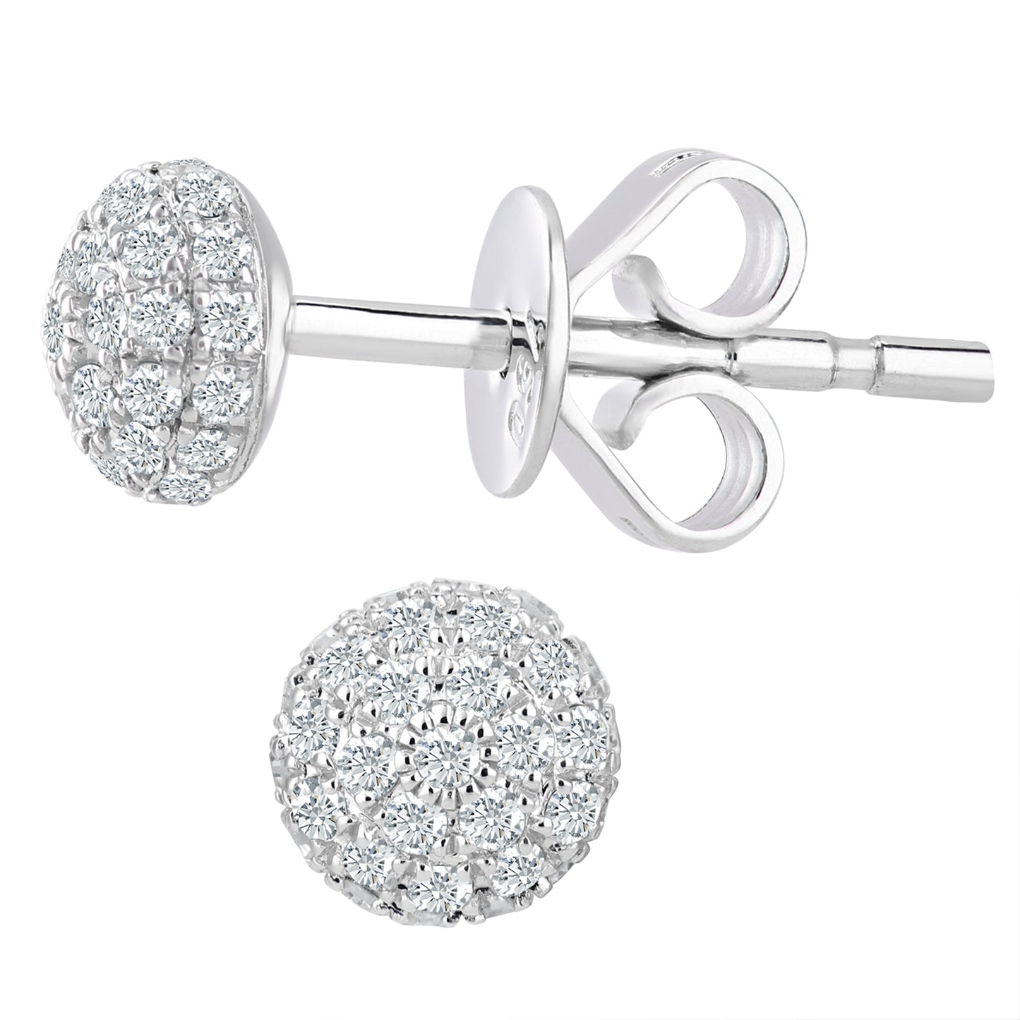 18ct White Gold  Round 10pts Diamond Cluster Stud Earrings - DE1AXL409-18KW