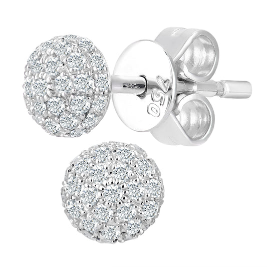 18ct White Gold  Round 10pts Diamond Cluster Stud Earrings - DE1AXL409-18KW