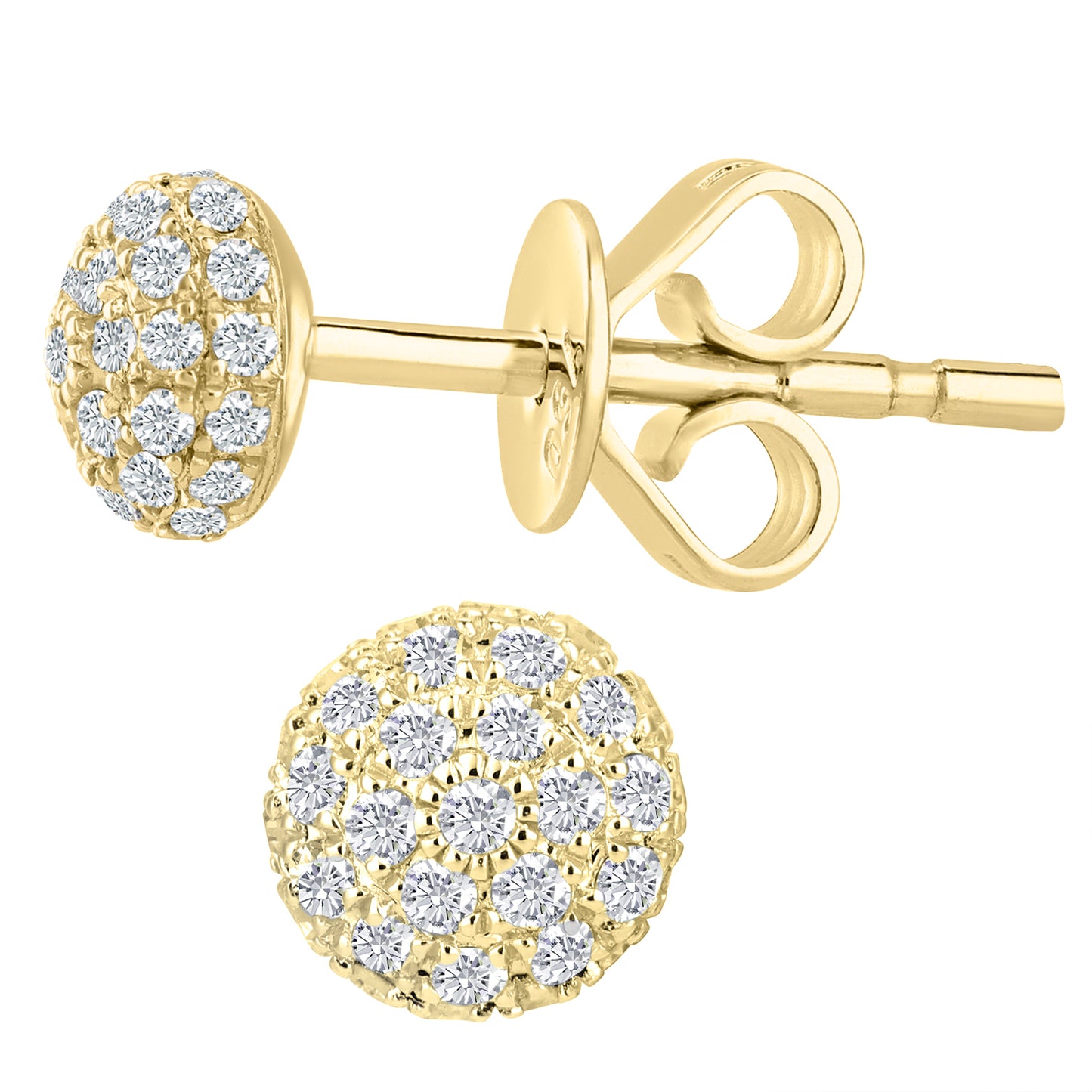 14ct Gold  Round 10pts Diamond Cluster Stud Earrings - DE1AXL409Y14