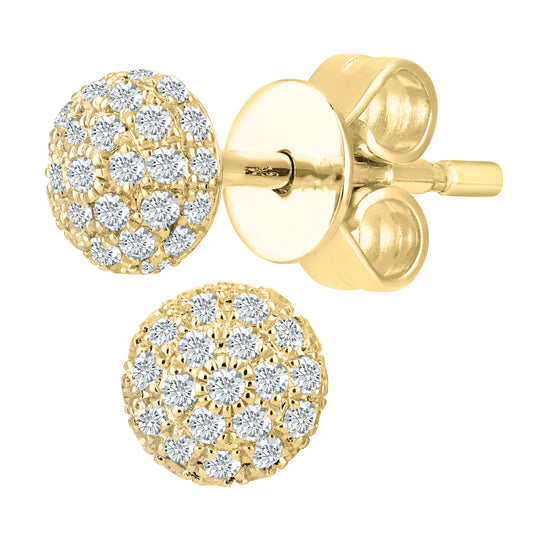 14ct Gold  Round 10pts Diamond Cluster Stud Earrings - DE1AXL409Y14
