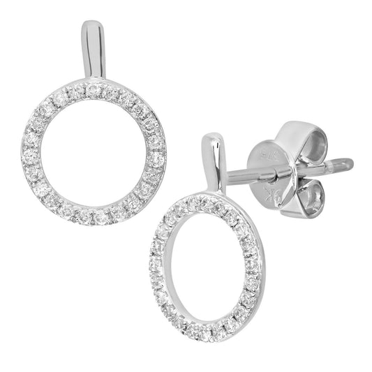 9ct Gold Round 13pts Diamond Circle Drop Earrings - DE1AXL507W