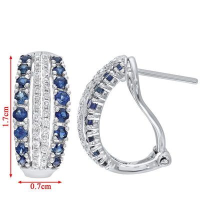 9ct White Gold  Diamond Sapphire Split Sea Drop Earrings - DE1AXL512W-SA