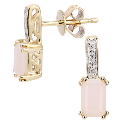 9ct Gold  Diamond Octagon Opal Inverted Popsicle Drop Earrings - DE1AXL600YPOP
