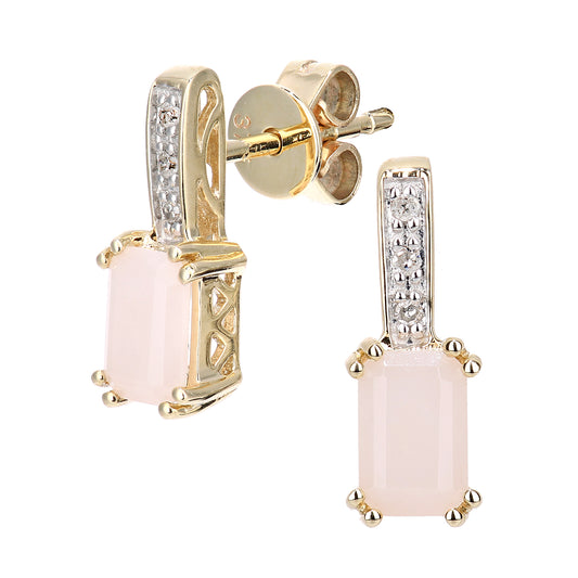 9ct Gold  Diamond Octagon Opal Inverted Popsicle Drop Earrings - DE1AXL600YPOP