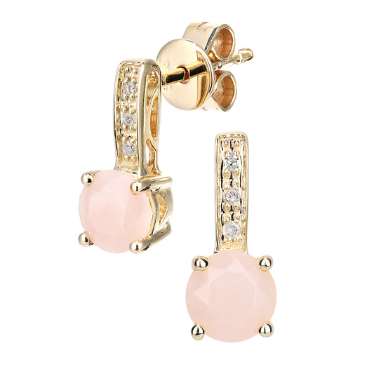 9ct Gold  3pts Diamond 1.1ct Opal Inverted Lollipop Drop Earrings - DE1AXL601YPOP