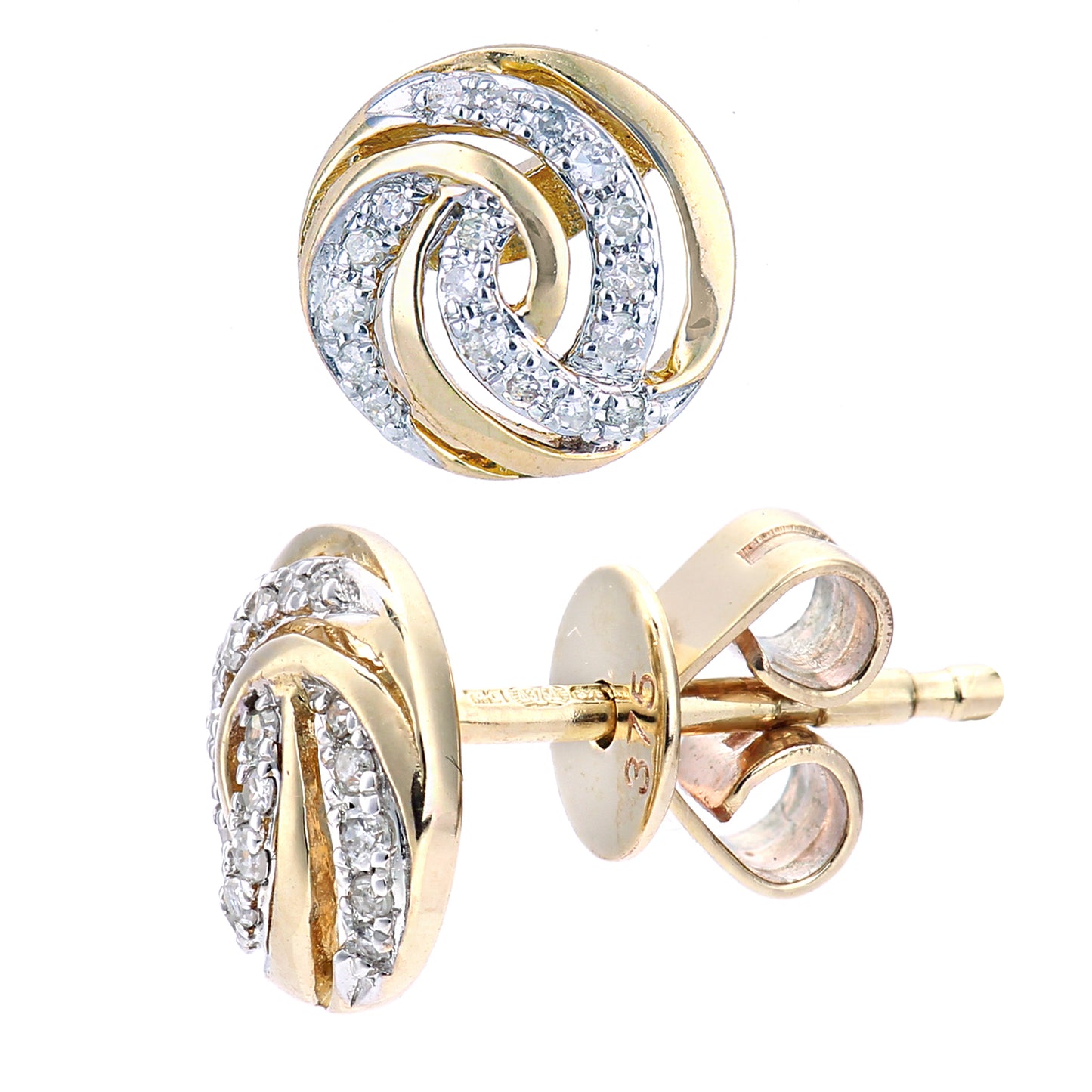 9ct Gold  Round 8pts Diamond Circle Stud Earrings - DE1AXL621Y