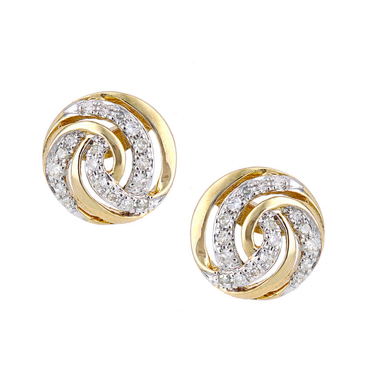 9ct Gold  Round 8pts Diamond Circle Stud Earrings - DE1AXL621Y