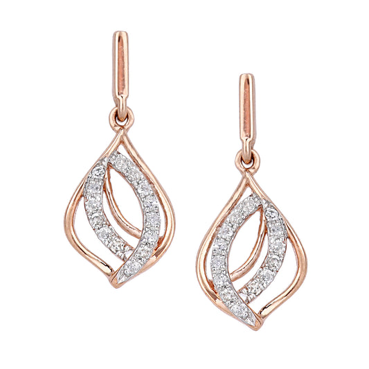 9ct Rose Gold  Round 5pts Diamond Teardrop Drop Earrings - DE1AXL622R