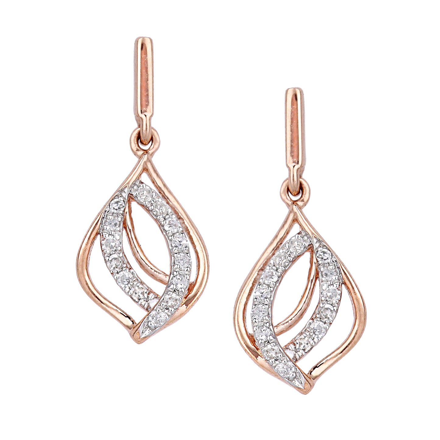9ct Rose Gold  Round 5pts Diamond Teardrop Drop Earrings - DE1AXL622R